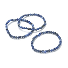 Honeyhandy Natural Sodalite Beaded Stretch Bracelets, Round, Beads: 4~5mm, Inner Diameter: 2-1/4 inch(5.65cm)