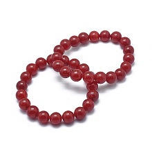 Honeyhandy Natural Jade Bead Stretch Bracelets, Round, Dyed, 2-1/8 inch~2-3/8 inch(5.5~6cm), Bead: 8mm