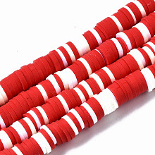 Honeyhandy Handmade Polymer Clay Beads Strands, for DIY Jewelry Crafts Supplies, Heishi Beads, Disc/Flat Round, Red, 6x0.5~1mm, Hole: 1.8mm, about 290~320pcs/strand, 15.75 inch~16.14 inch(40~41cm)