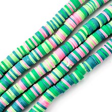 Honeyhandy Handmade Polymer Clay Beads Strands, for DIY Jewelry Crafts Supplies, Heishi Beads, Disc/Flat Round, Spring Green, 6x0.5~1mm, Hole: 1.8mm, about 290~320pcs/strand, 15.75 inch~16.14 inch(40~41cm)