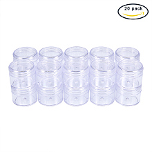 BENECREAT 20 Pack 1.7"x1.4" (30ml) Empty Clear Plastic Bead Storage Container jar with Rounded Screw-Top Lids for Beads, Nail Art, Glitter, Make Up, Cosmetics and Travel Cream