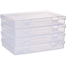 BENECREAT 4 Pack 6.7x4.13x1 Inches Large Clear Plastic Box Container Clear Storage Organizer with Hinged Lid for Small Craft Accessories Office Supplies Clips