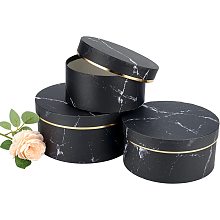 BENECREAT Marble Pattern Round Gift Box, 3 sets Jewelry Gift Box with Lid, Cardboard Favor Box for Bridesmaids, Crafting, Jewelry