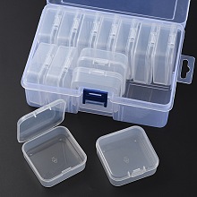 Honeyhandy 13Pcs Square Plastic Organizer Beads Storage Containers, Clear, 5.4x5.3x2cm, Inner Size: 5.1x5.05x1.5cm