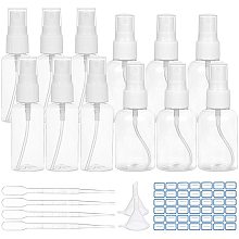 BENECREAT 20 Packs 1oz/1.7oz Clear Plastic Fine Mist Spray Bottle Travel Bottle with 10 Droppers, 2 Funnels and 1 Label for Toiletries and Cleaning Liquid