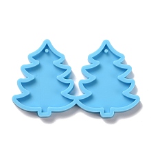 Honeyhandy DIY Christams Tree Pendant Silicone Molds, Resin Casting Molds, For UV Resin, Epoxy Resin Jewelry Making, Deep Sky Blue, 41x68x5mm, Hole: 1.5mm, Inner Diameter: 37x31mm