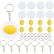 OLYCRAFT 58pcs Omurice Keychain Making Kit Food Keychain Kit Imitation Omurice with Key Rings Jump Rings Miniature Food Dish Mini Leaf Food Cabochons for DIY Keychain Crafts Dollhouse Kitchen Decor