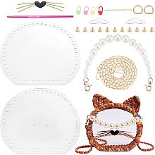 CHGCRAFT Plastic Mesh Canvas Sheets Bag Set DIY Knitting Crochet Bags Kit Clear Cross Stitch Mesh with Knitting Needle and Heart Buckle 2 Styles Chains for Knit Crochet Shoulder Crossbody Bags, Round