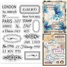 GLOBLELAND Date Postcode Clear Stamps City Name Silicone Stamps Label Flower Frame Transparent Rubber Seal Stamps for Card Making DIY Scrapbooking Crafting Photo Album Journal Decor