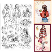 GLOBLELAND Autumn Fashion Women Clear Stamps for DIY Scrapbooking Pumpkin Leaves Silicone Clear Stamp Seals for Cards Making Photo Album Journal Home Decoration