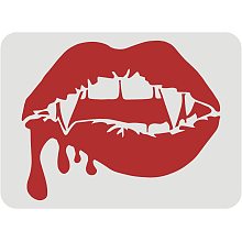 FINGERINSPIRE Vampire Bleeding Lips Stencils Templates, 11.7x8.3 inch Large Drawing Painting Stencils Decoration Reusable Mylar Template for Wall and Fabric Wood Signs Halloween Home Decor