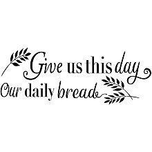 Arricraft Text Give Us This Day Our Daily Bread PVC Wall Stickers Funny Art Wall Decals Vinyl Wall Sticker Inspirational Saying Wall Decor for Home Living Room Bedroom Decoration Black 9.45x23.23in