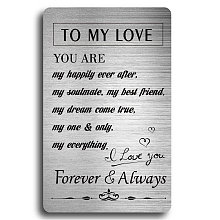 CRASPIRE Wallet Insert Card Birthday Cards Anniversary Wedding Gift Metal To My Love Engraved Pocket Card Love Reminder Christmas Keepsake Birthday Present