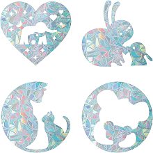 GORGECRAFT 16PCS Animal Window Decals Static Rainbow Glass Sliding Door Sticker Rabbit Elephant Cat Bear Clings Non Adhesive Prismatic Vinyl Film Stickers for Windows Prevent Stop Birds Strikes