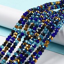 Honeyhandy Glass Beads Strands, Faceted, Rondelle, Medium Blue, 4x3mm, Hole: 0.4mm, about 123~127pcs/strand, 15.75~16.5 inch(40~42cm)