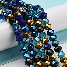 Honeyhandy Glass Beads Strands, Faceted, Rondelle, Medium Blue, 8x6mm, Hole: 1mm, about 65~68pcs/strand, 15.7~16.1 inch(40~41cm)