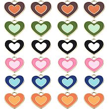 SUNNYCLUE 1 Box 24Pcs 6 Colors Colorful Heart Charms Alloy Enamel Love Pendants Bulk Metal Mini Double Hearts Shape Pendant for Jewelry Making Charms DIY Valentine's Day Gifts Bracelets Findings