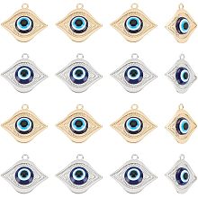 Arricraft 20 Pcs Evil Eye Charm, Evil Eye Pendant Charms Blue Acrylic Beads Pendants for DIY Necklace Bracelet Jewelry Making (Platinum & Light Gold)