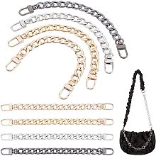 PandaHall Elite Purse Extender, 8pcs 4 Colors 7.8"(20cm) Short Purse Chain Aluminum Bag Flat Chain Strap with Buckles for DIY Handbag Shoulder Purse Replacement, Golden/Platinum/Gunmetal/Light Gold