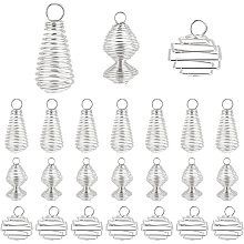 PandaHall Elite 60pcs Spiral Bead Cage Pendants 3 Styles Stone Crystal Necklace Holder Charms Alloy Teardrop Square Round Dangle Charms for Earrings Bracelets Necklaces DIY Jewelry Crafts Making