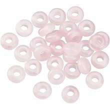 Arricraft 30 Pcs Natural Rose Quartz European Beads, Natural Gemstone Beads Large Hole Beads Rondelle Loose Beads Hair Beads for DIY Crafts Necklace Bracelet Jewelry Making