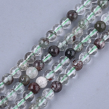 Honeyhandy Natural Green Lodolite Quartz/Garden Quartz Beads Strands, Round, 6mm, Hole: 0.8mm, about 62~65pcs/strand, 15.3 inch