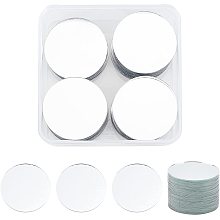 SUPERFINDINGS 60Pcs 50x1mm Small Circle Mirror Tiles White Mini Flat Round Glass Mirror for Arts Crafts Projects Traveling Framing Decoration