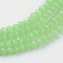 Honeyhandy Imitation Jade Glass Beads Strands, Faceted, Rondelle, Light Green, 3x2mm, Hole: 0.5mm, about 160~165pcs/strand, 15.35 inch~15.75 inch(39~40cm)