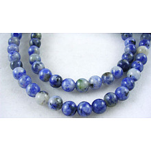 Honeyhandy Gemstone Beads, Natural Blue Spot Jasper, Round, Cornflower Blue, 4mm, Hole: 0.8mm, about 87pcs/strand, 15 inch