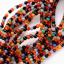 Honeyhandy 16 inch Color Agate Beads Strands, Dyed, Round, about 95pcs/strand, 4mm in diameter, hole: 0.8mm