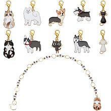 BENECREAT 11Pcs Animal Stitch Marker Charms, Cat Dog Alloy Enamel Charm Locking Markers Acrylic Number Bead Knitting Row Counter Chains with Claw Clasps for Knitting Weaving Sewing Accessories