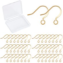 CREATCABIN 18K Gold Plated Earring Hooks 1 Box 200pcs Coil and Ball Dangle Ear Wires Fish Hooks Brass Flat Earring Making Kit Supplies for DIY Earring Jewellery Making 16 x 14mm