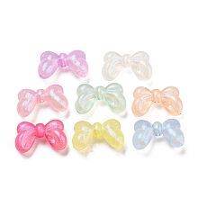 Honeyhandy Transparent Luminous Acrylic Beads, Glitter Beads, Glow in the Dark, Bowknot, Mixed Color, 16.5x27x7.5mm, Hole: 2.3mm, about 211pcs/500g