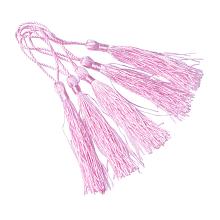 NBEADS 100 Pcs 13cm/5 Inch Pearl Pink Handmade DIY Tassels Polyester Floss Bookmark with 2-Inch Cord Loop for Jewelry Making, Cellphone Straps and DIY Accessories