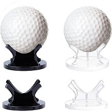 FINGERINSPIRE 4Pcs Acrylic Small Ball Stand Holder with 2 Pcs Non-Slip Pads, (Clear & Black) Sport Ball Display Rack Baseball Display Stand for Baseball Golf Softball Tennis Ball Spheres