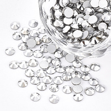 Honeyhandy Glass Flat Back Rhinestone Cabochons, Back Plated, Faceted Half Round, Jet Metallic Silver, SS20, 4.6~4.8x2mm, about 1440pcs/bag