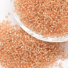 Honeyhandy 6/0 Transparent Glass Round Seed Beads, Grade A, Silver Lined, PeachPuff, 3.6~4.0mm, Hole: 1.2mm, about 5000pcs/pound