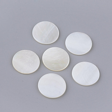 Honeyhandy Freshwater Shell Cabochons, Flat Round, Creamy White, 18x2mm