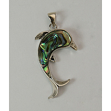 Honeyhandy Abalone Shell/Paua Shell Pendants, Single Side, with Brass Findings, Dolphin, Platinum, Colorful, Size: about 22mm wide, 38.5mm long, 5mm thick, hole: 3x4mm