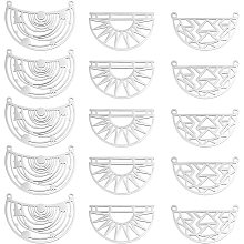 DICOSMETIC 18Pcs 3 Style Stainless Steel Pendants Half Round Circle Connector Charms Geometric Figure Filigree Joiners Charm Pendant Link for DIY Earrings Necklace Jewelry Crafts Making