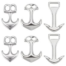 SUNNYCLUE 1 Box 6Pcs 3 Styles 304 Stainless Steel Bracelet Clasp Anchor Hook Clasp Ocean Hawaii Summer Link Leather Cord Ends Connector Clasps for jewellery Making Adult DIY Necklace Bracelets Crafts