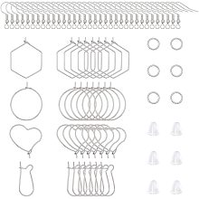 UNICRAFTALE about 760Pcs 4 Styles Hypoallergenic Hollow Hoop Earrings Iron Earring Hooks with Hoop Earring Findings,Closed but Not Soldered Jump Rings and Ear Nuts Earring Making kits for DIY Earrings