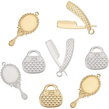 UNICRAFTALE 12pcs 6 Styles 2 Colors Stainless Steel Pendants Handbag/Comb/Mirror Pattern Pendants About 15.5/25/32.5mm Long Hypoallergenic Charms for Bracelets Necklaces Jewelry Making Supplies