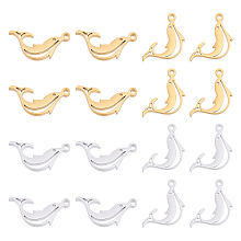 UNICRAFTALE 20pcs 2 Colors Dolphin Charms 304 Stainless Steel Laser Cut Pendants Hypoallergenic Ocean Animal Charms for Making Jewellery