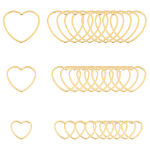 Unicraftale 30Pcs 3 Style 304 Stainless Steel Linking Rings, Heart, Golden, 10.5~18x12~19.5x1mm, 10pcs/style