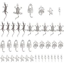 PandaHall Elite 60pcs 6 Style Snake Lizard Charms, Punk Style Charms Animal Scorpion Lucky Pendants Alloy Tibetan Pendants for Jewelry Making DIY Crafts Halloween Decoration