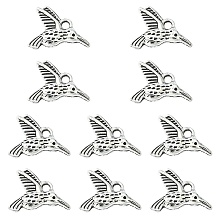 Honeyhandy Tibetan Style Alloy Pendants, Cadmium Free & Lead Free, Hummingbird Charms, Antique Silver, 12x17x3mm, Hole: 2mm