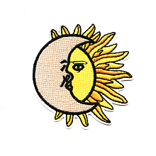 Honeyhandy Computerized Embroidery Cloth Iron on/Sew on Patches, Costume Accessories, Appliques, Moon with Sun, Colorful, 70x69mm