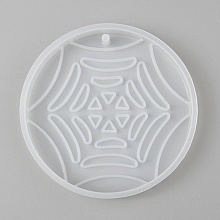 Honeyhandy Halloween DIY Spider Web Pendant Silicone Molds, Resin Casting Molds, For UV Resin, Epoxy Resin Jewelry Making, White, 86x11mm, Hole: 3mm, Inner Diameter: 80mm