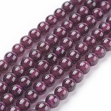 Honeyhandy Gemstone Beads Strands, Natural Garnet, Round, Dark Red, 3mm, Hole: 0.5mm, about 65pcs/strand, 7.5 inch